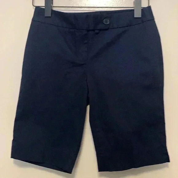 John New York Signature Petite Navy Blue Stretchy  Bermuda Shorts - Picture 3 of 8